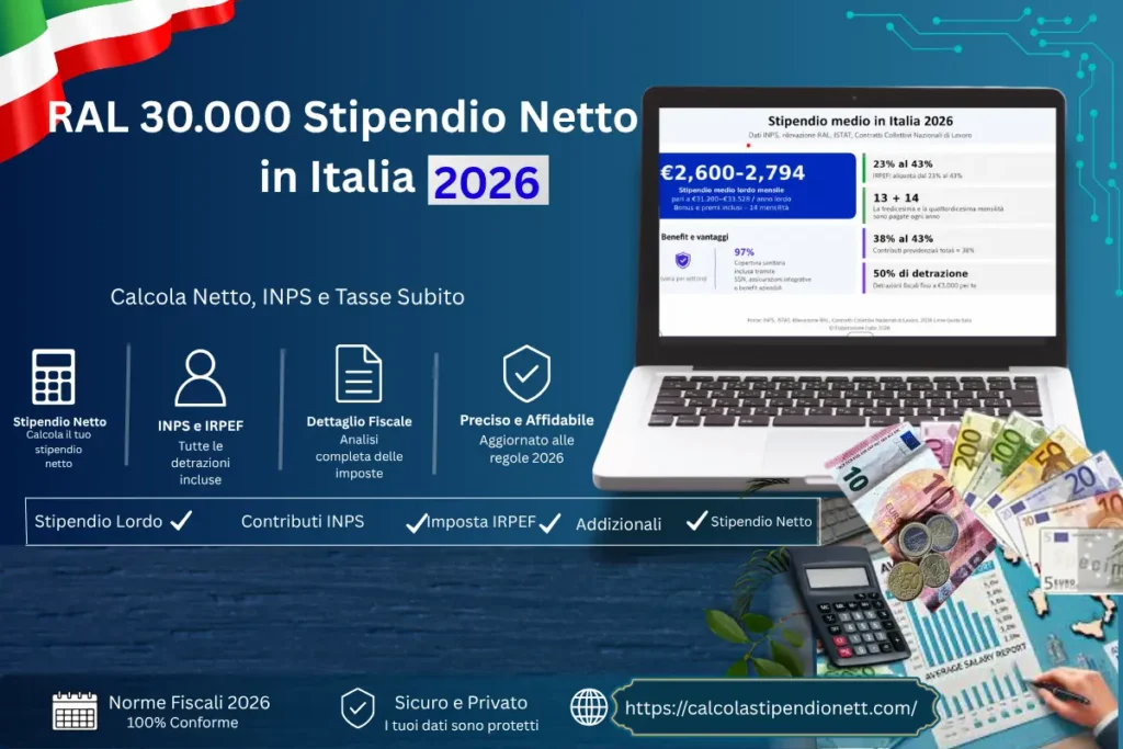 RAL 30.000 Stipendio Netto in Italia 2026