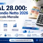 RAL 28.000: Stipendio Netto 2026 e Calcolo Mensile