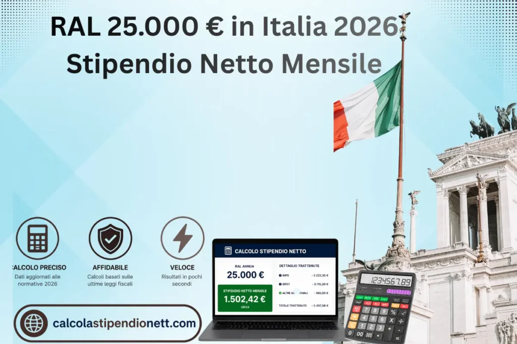 RAL 25.000 Stipendio Netto in Italia 2026